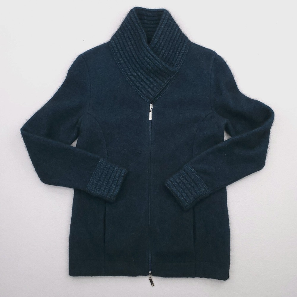 Merinomink Sweater Womens Extra Small Blue Selwyn Jacket Merino Wool Possum Fur